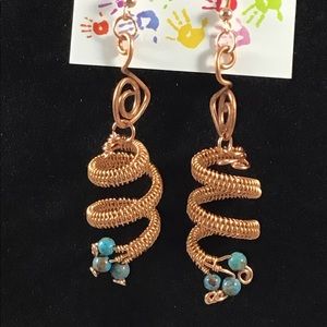 Copper with healing genuine Chrysocolla stone